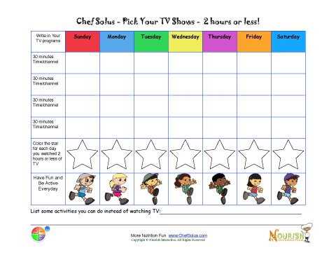 Limiting TV Time Chart for Kids - Printable Tracking Sheet