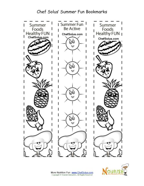 Bookmarks - Summertime Bookmarks for Kids Activity and Coloring Page