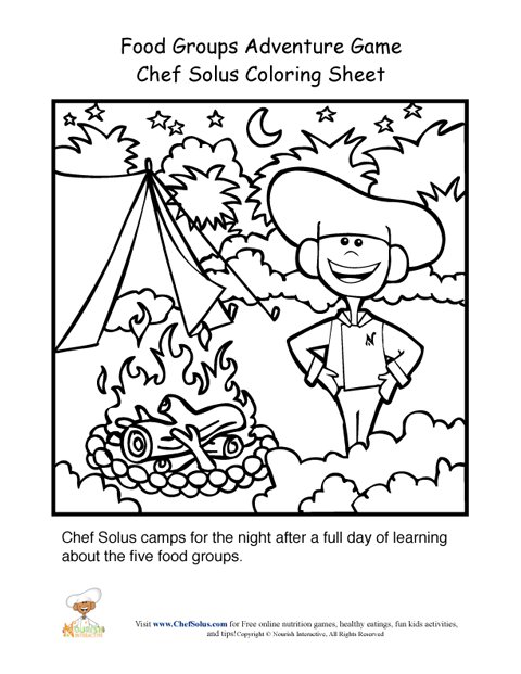 Food Pyramid Adventure Game Chef Solus Camping Coloring Page