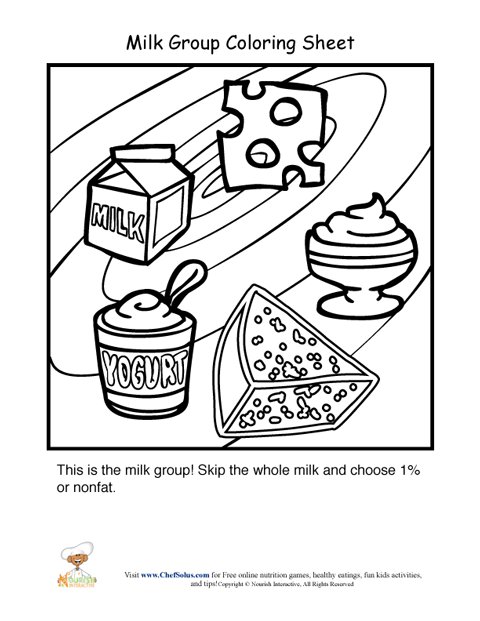 Dairy food group coloring sheet