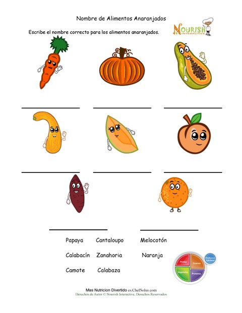 Escuela primaria En la mayoría de los casos Implementar Nombra las frutas y vegetales de color naranja
