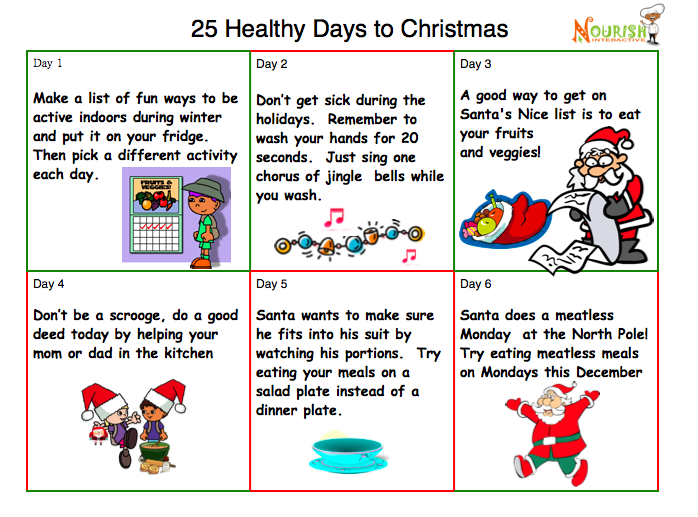 kids healthy messages tip a day december holiday christmas page