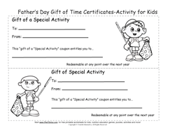 kids gift of time certificates for fathers day