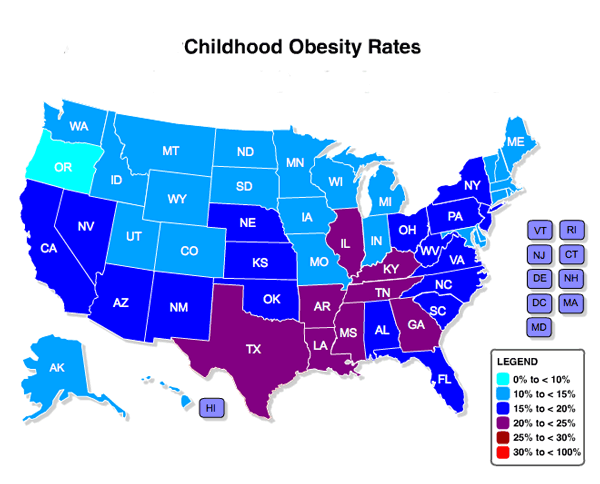 childhood obesity rates in the United States