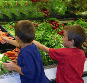 children fruits and vegetables grocery shopping
